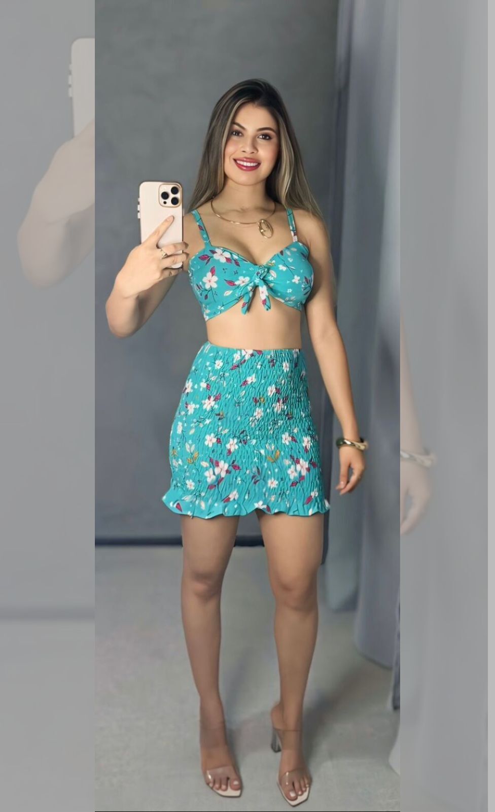 Conjunto floral elastano